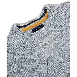 Men's Even Tide Rami Mixed Rope Yarn Hooded Sweater TEAL WHITE SIZE M‎ NWT